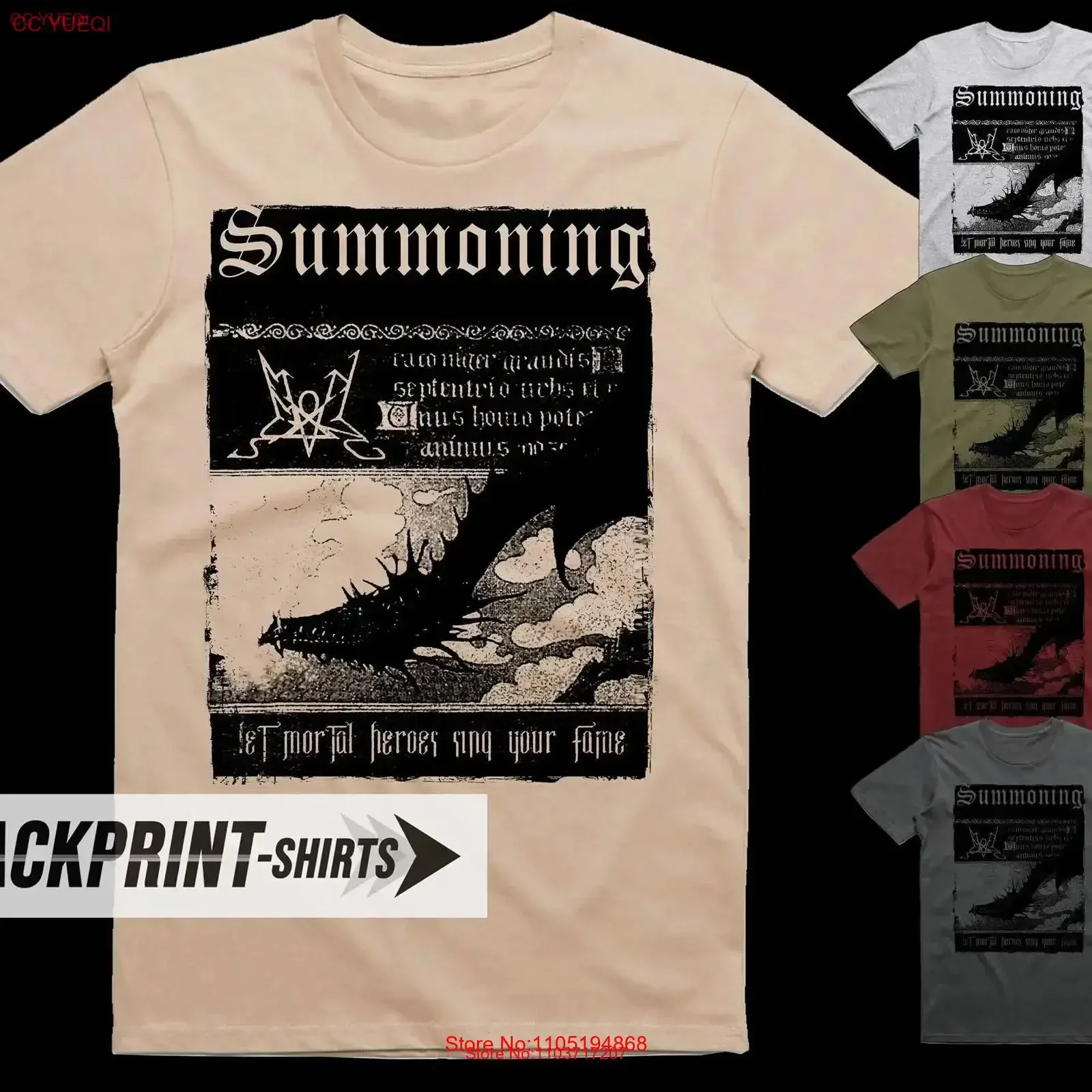 Summoning Let Mortal Heroes Sing Your Fame T Shirt cotton Men's all sizes S 5XL 18 colors poster band album cover vintage