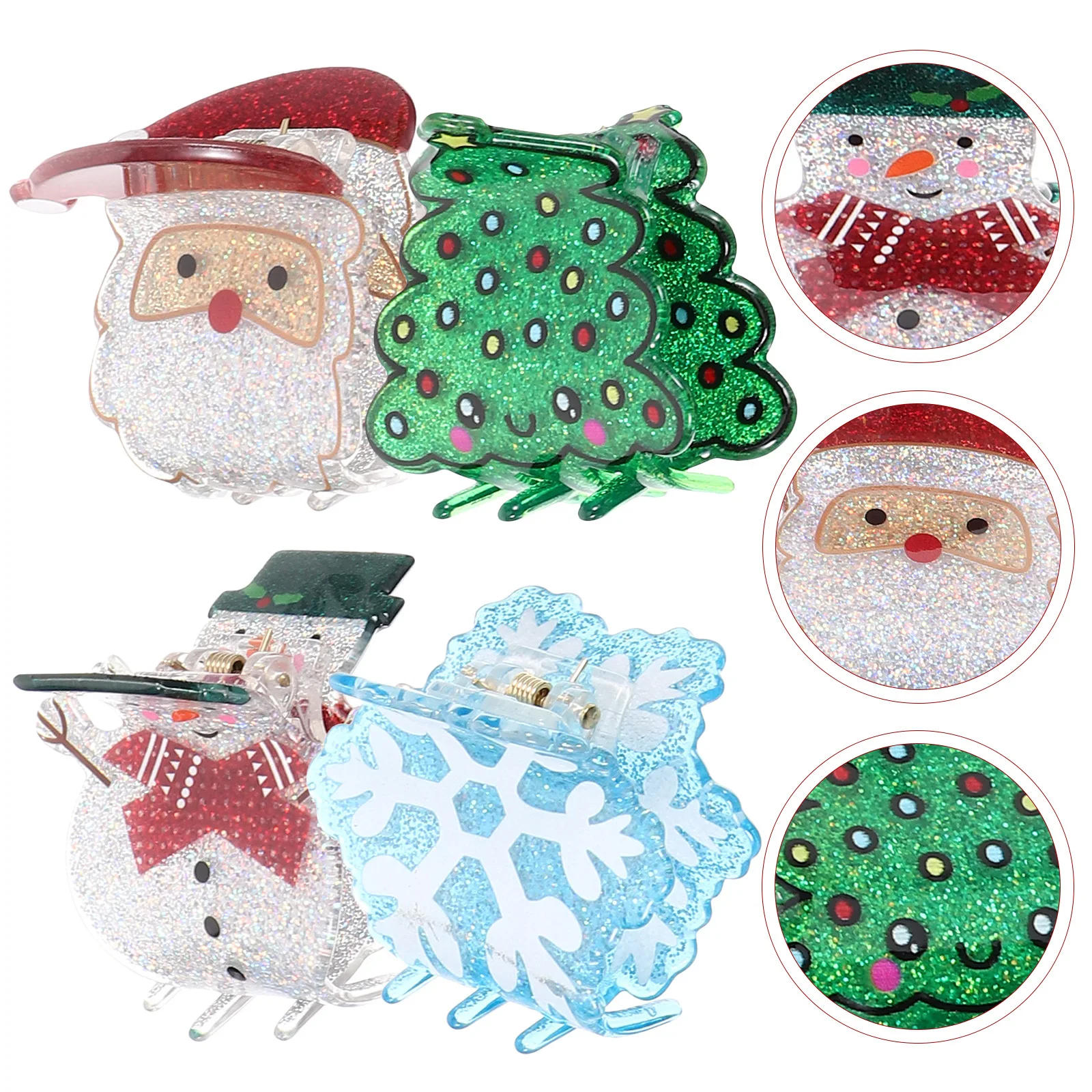 

4Pcs Christmas Hair Claw Clips Small Chic Acrylic Hair Accessories for Women Multipurpose Styling Tools Holiday Decor