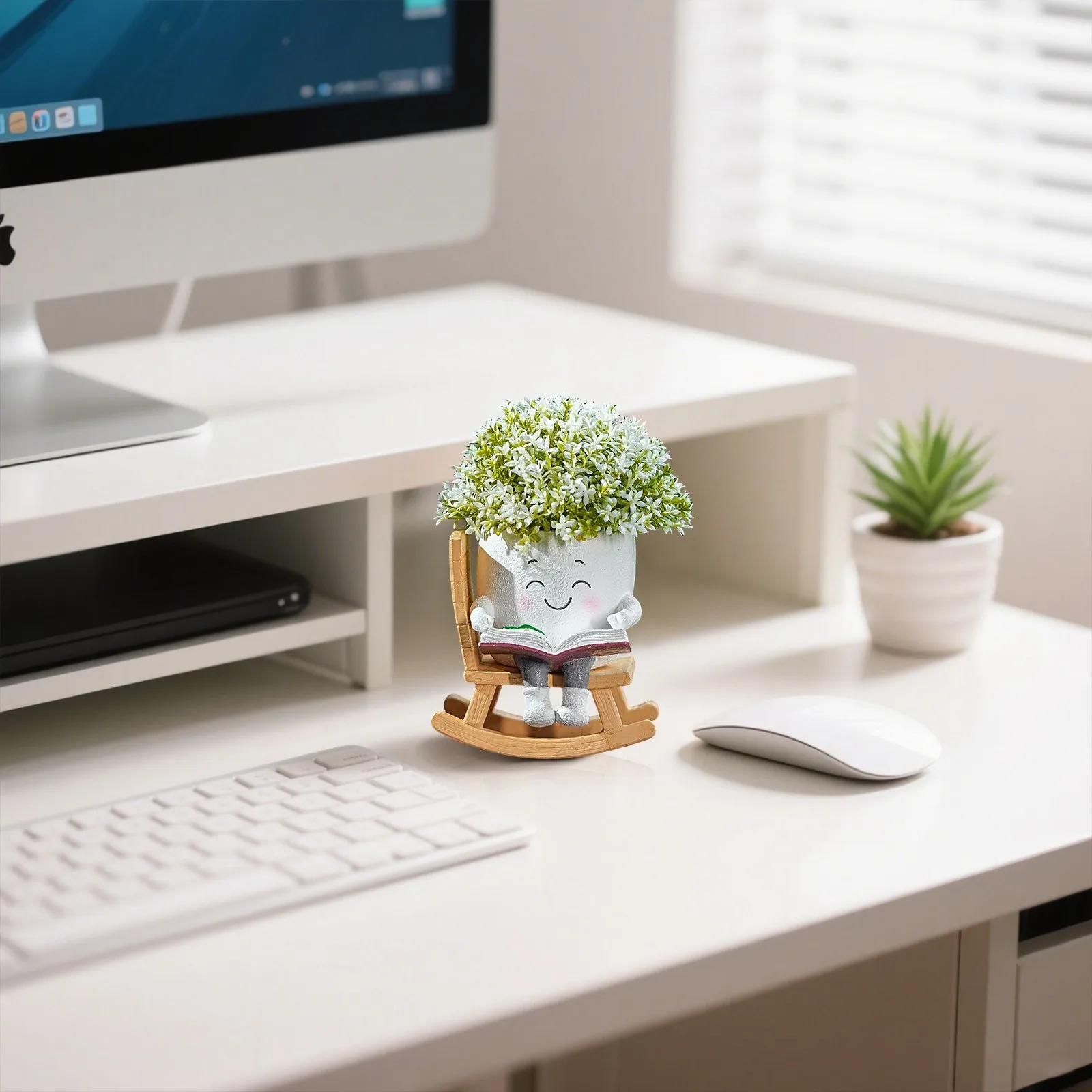 New Creative Tabletop Rocking Chair Flowerpot Decorations Fun Cute Chair Smile Face Vase Outdoor Garden and Courtyard Decoration