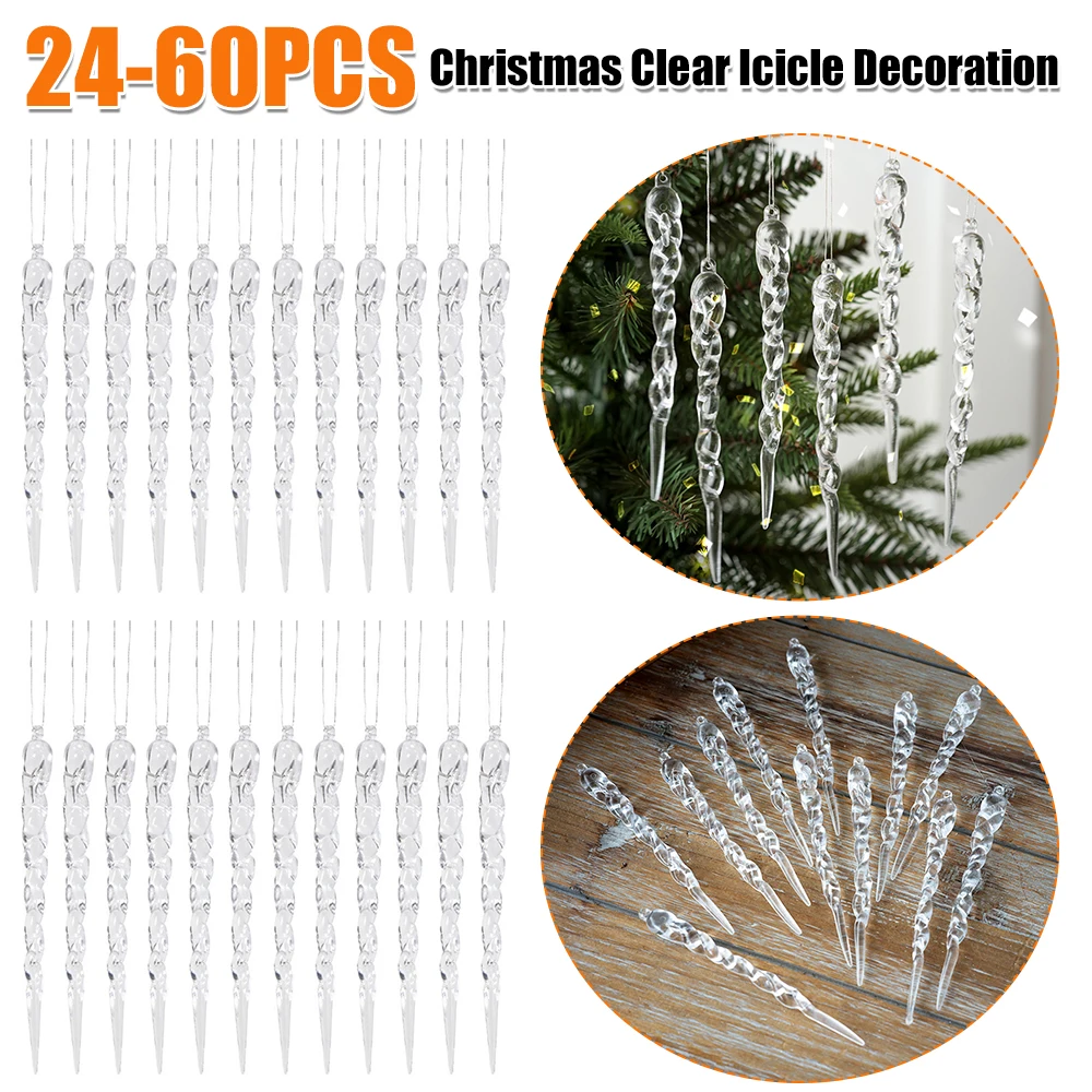 

Christmas Fake Icicle Props Simulation Icicle Pendants Clear Crystal Twisted Icicle for Winter Party Wedding Decoration