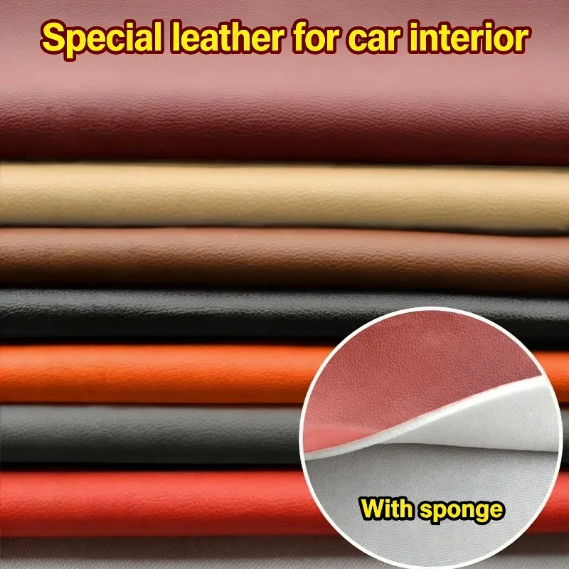Leather Composite Sponge Fabric Non Adhesive PVC Leather Fabric with Foam Backing Seat Car Roofing Fabric Repair Modification view 3