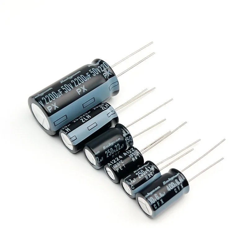 20pcs Original Rubycon Electrolytic Capacitor 10V 16V 25V 35V 50V 63V 80V 100V 200V 1UF 10UF 22UF 47UF 220UF 470UF 1000UF 2200UF