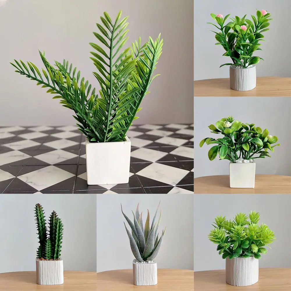 Roślina doniczkowa do domku dla lalek w skali 1:6, zielona dekoracja domu, miniaturowe zielone liście, akcesoria bonsai, ogród domku dla lalek