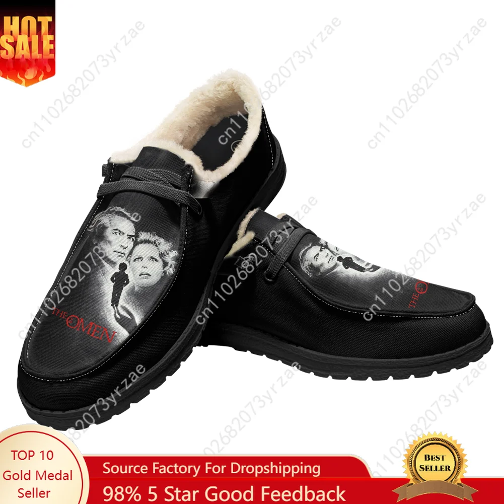 

The Omen Velvet Flat Shoes Mens Womens Warm Shoe Indoor Outdoor Light Shoe Personalized Fashion Print Custom Made Couple Shoes
