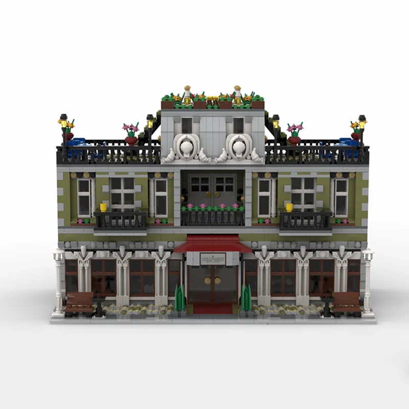 3048PCS Moc Building Blocksชุด-ที่ไม่ซ้ํากันParisian Garden Hotelชุดอิฐชุด-Great CityฉากจอแสดงผลModular Collection