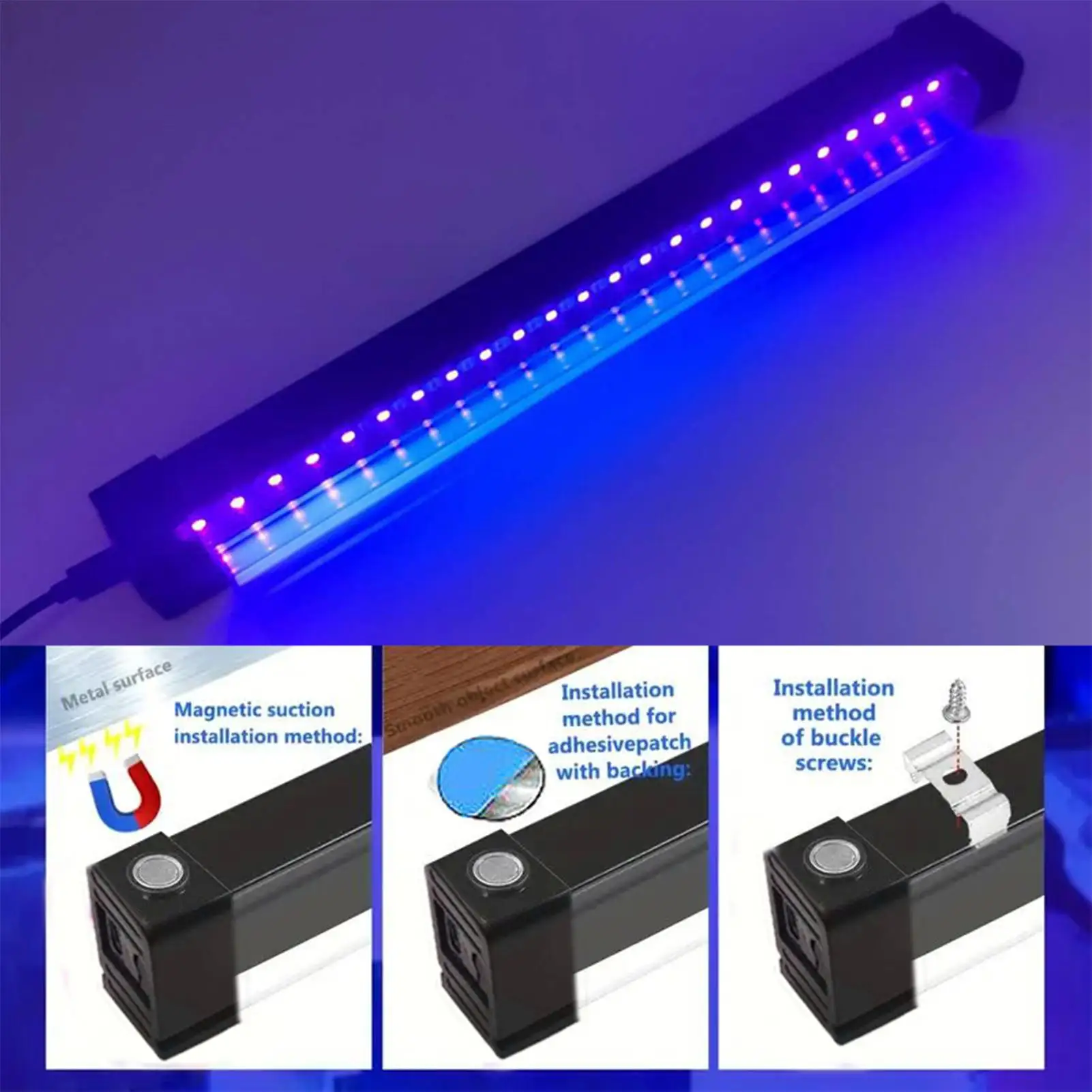 

LED Black Lights 9W Magnetic Glow In The Dark Party Lamp USB Fluorescent Black Light Strip For Home Club Living Room Bedroom