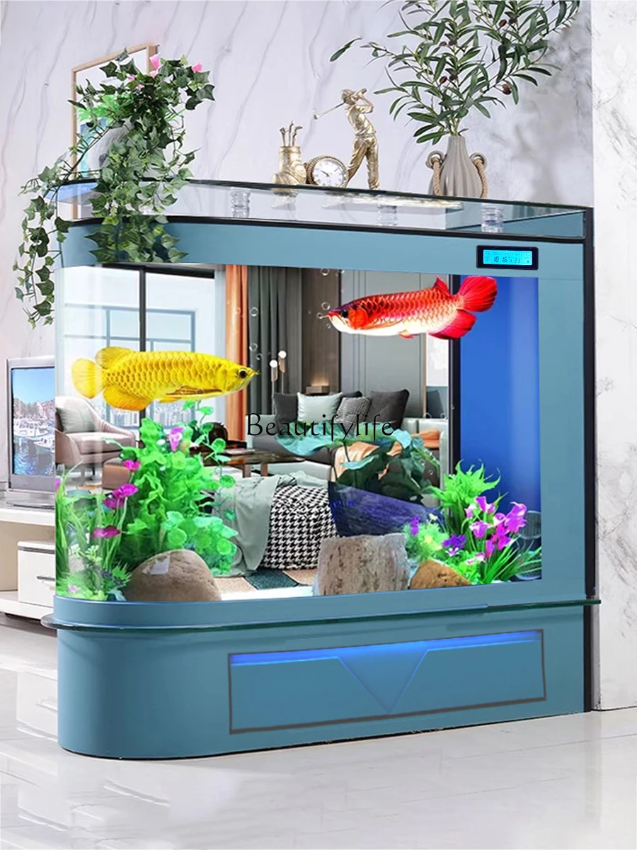 New Fish Tank Screen Living Room Partition Affordable Luxury Style Glass Bottom Filter Ecological Change Water