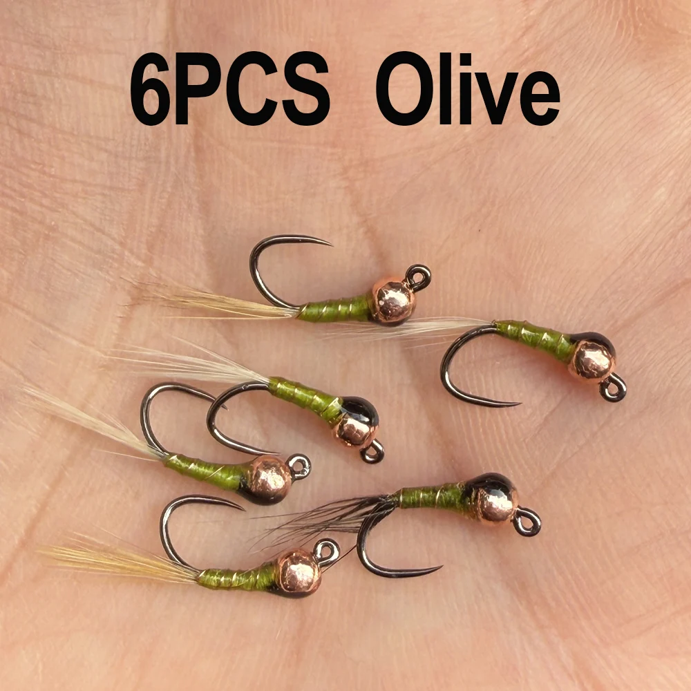 6 of 10 stuks # 14 Barbless Fast Sinking Jig Nymph Fly Epoxy Pheasant Tail Wet Euro Fly Perdigon Nymph Forelvissen Lokmiddelen