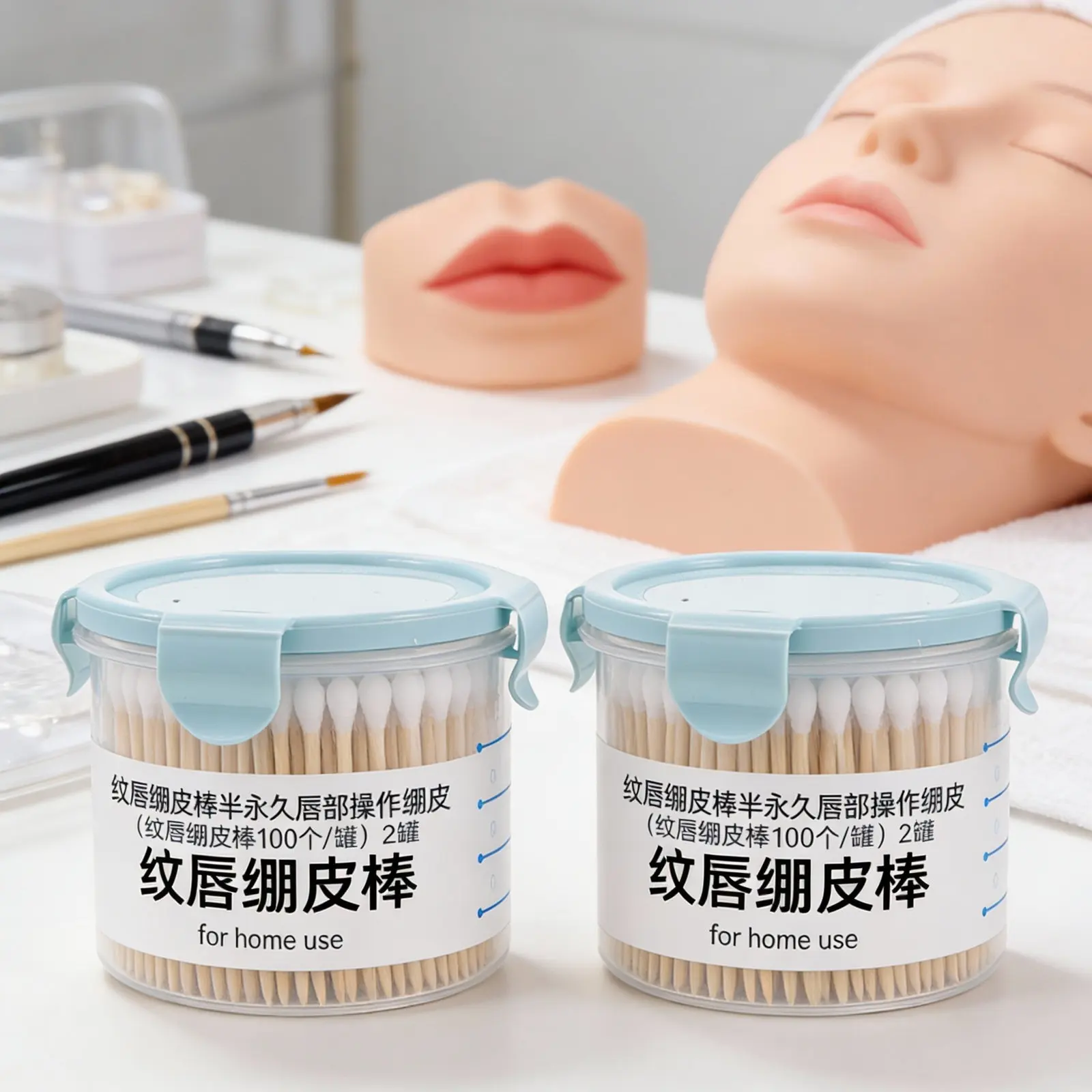 

200 шт. тренировочных палочек для татуажа губ, хлопковые растягивающиеся палочки для точного контурирования губ, принадлежности для мастеров полуперманентного макияжа