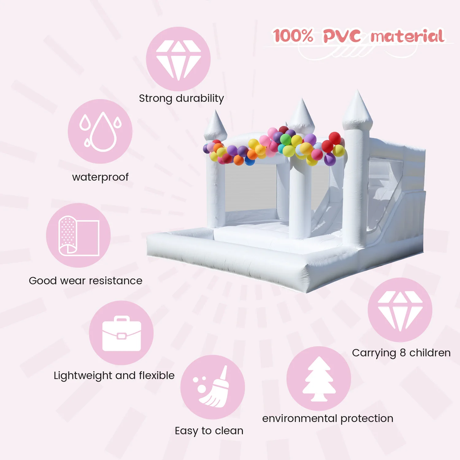 13ft Commercieel PVC Wit Bounce House Opblaasbaar Bruiloftskasteel voor Volwassen Kinderen Kinderspeeltuin, kinderspeelgoed