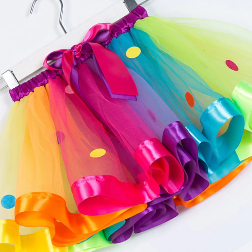 Adorable Girls Rainbow Midiskirt Tulle Skirt Elastic Waist Party Dress Up Perfect for Birthday Photography Sxrt077 L