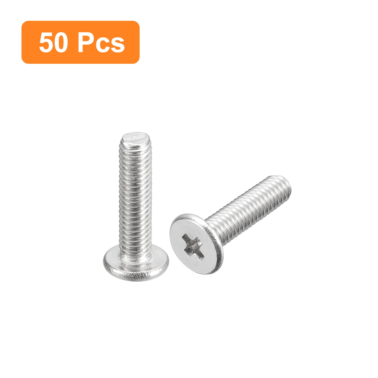 Uxcell 50Pcs M1 M1.2 M1.4 M1.6 M3 M5 Flat Round Head Screws 304 Stainless Steel Phillips Drive Machine Screws Hardware Fastener