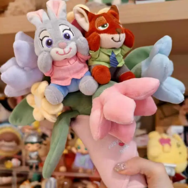 Zestaw pluszowych breloczków Potdemiel Zootopia Judy Nick 2025, pluszowa lalka, idealny bukiet zaręczynowy, ślubny, perfekcyjny prezent urodzinowy, romantyczny prezent.