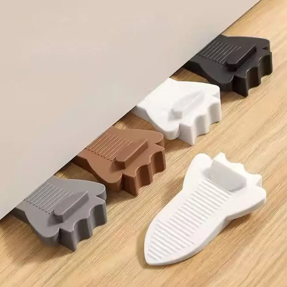 Invisible Door Stop Wedges Floor Mounted Anti-slip Anti-collision Wooden Floor Doorstop Heavy Duty Windproof Door Stop