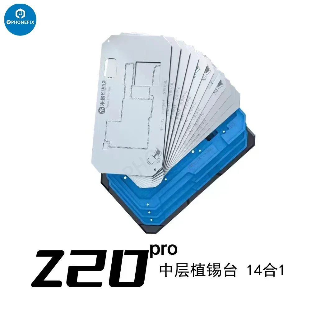 Imagem -02 - Mijing Z20 Pro 14 em Dispositivo Elétrico para Iphone X16 Pro Max Camada Intermediária Placa-mãe Reballing Plataforma de Solda com Estêncil Mais Novo