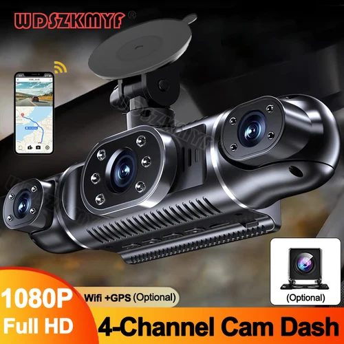 Imagen 1 del producto DashCam de 4 lentes 1080P para coches GPS WIFI APP grabadora de vídeo 360 °   Cámara de visión trasera Dvr para coche, Monitor de estacionamiento, caja negra, accesorios para coche