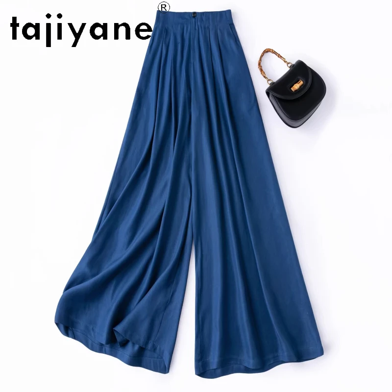 

TAJIYANE 100% Mulberry Silk Pants Woman Blue Casual Baggy Pants Spun Silk Wide Lge Trousers Summer Clothes Women 2026 Pantalons