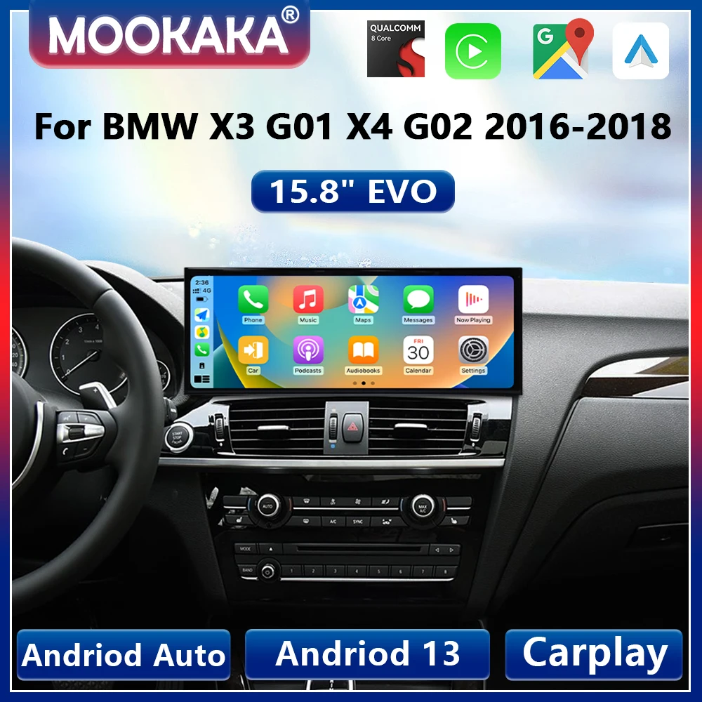 Android 13 For BMW X3 G01 X4 G02 2016 - 2018 EVO System Car Radio Video Player Carplay DSP Stereo 15.8 inch Touch Screen 4G WiFi