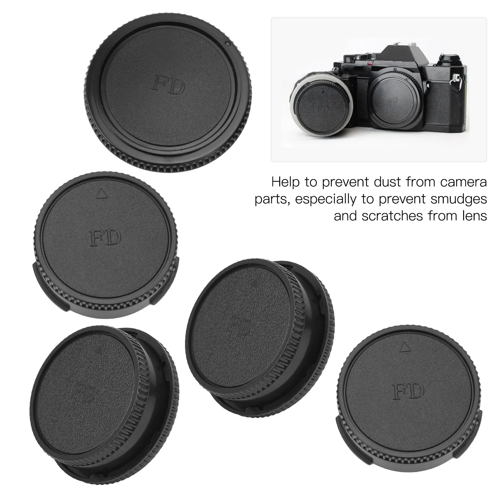 Camera Front Cap Rear Lens Cap Cover Set Compatible for FD Mount Lens and Body