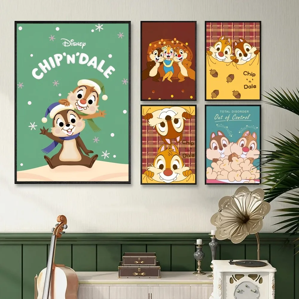 1PC Disney Chip \'n\' Dale Poster Stickers Art Wall Murals Decor Game Room Decor Gifts Kawaii HD Painting Cat Cars