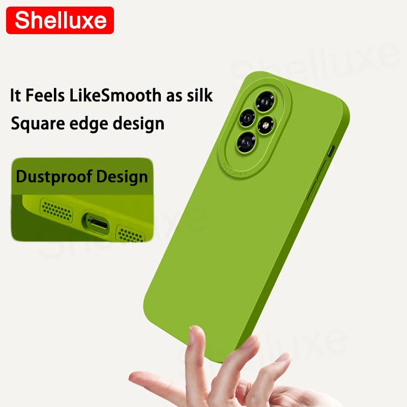 For Honor200 Case Shelluxe Square Liquid Silicone Soft Cover For Huawei Honor 200 Pro 200Pro Shockproof Phone Cases