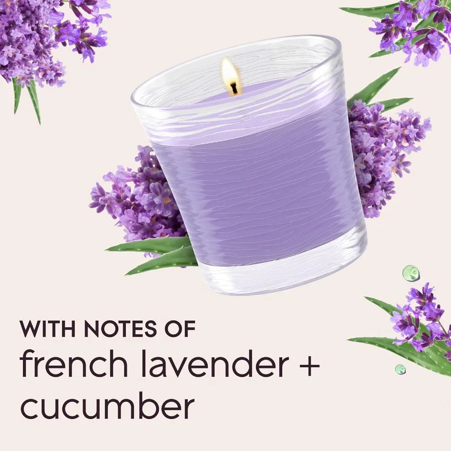 جرة شمعة معطرة بفتيل 1 معطر هواء من الخزامى الهادئ بالزيوت العطرية 4.08 أونصة للاسترخاء في أجواء المنزل Lo