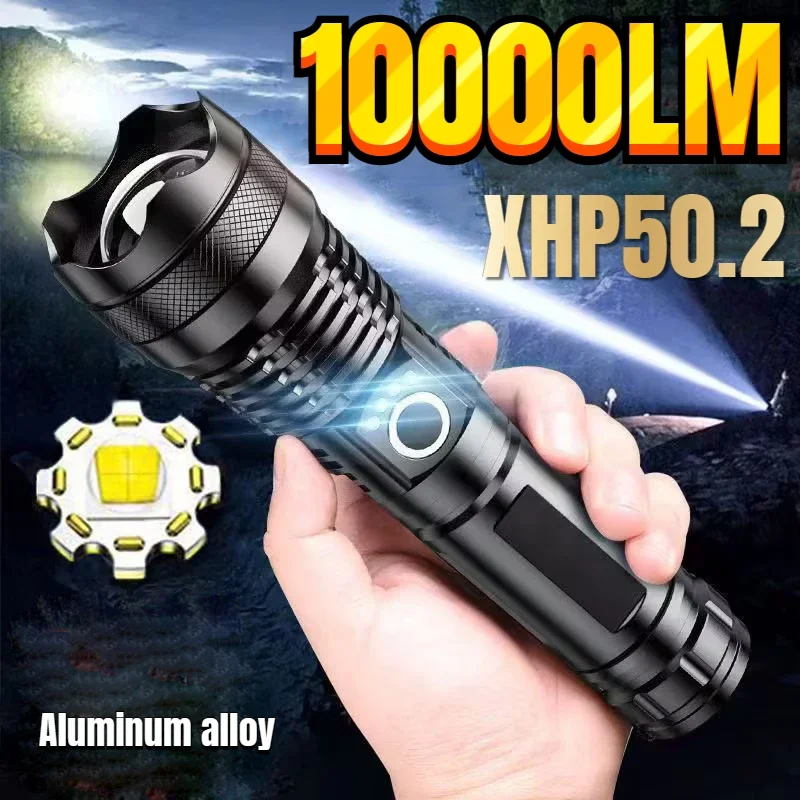 

10000LM P50 Portable LED Flashlights USB Rechargeable Light High Power Tactical Modes Torch Waterproof Outdoor Camping Emergency