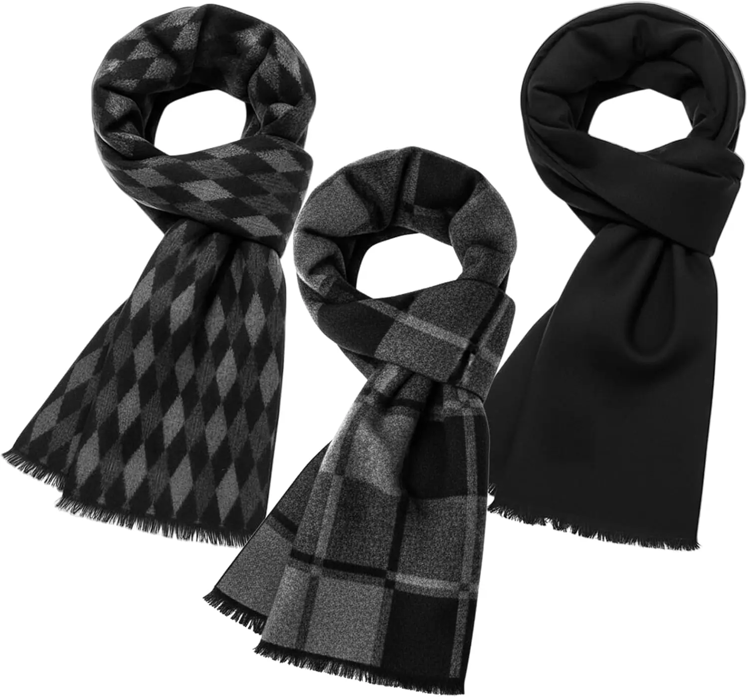 

Winter Scarf for Men Soft Warm Wool Blend Classic Plaid 71x12.6 Inches