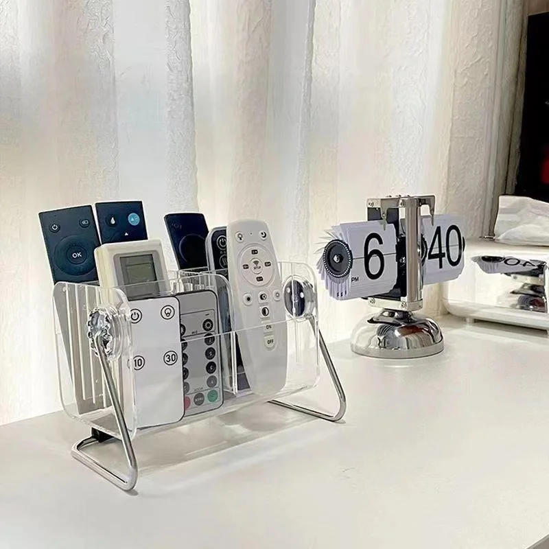 Acrylic Remote Controller Organizer Box 360 Degree Rotation Desktop Storage Box 6 Grids Skin Care Products Mobile Phone Stora...