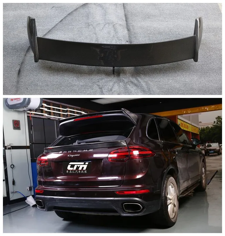 Fits For Porsche Cayenne 958 2015 2016 2017 High Quality Carbon Fiber Rear Trunk Lip Spoiler Splitters Wing