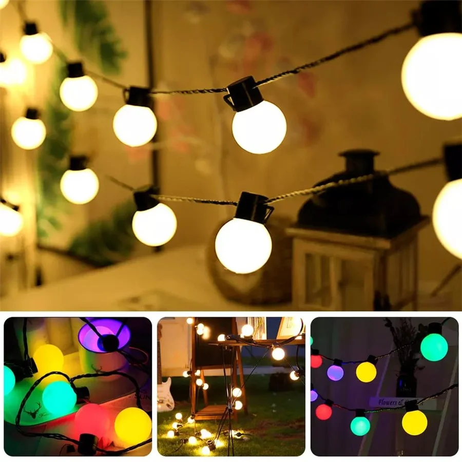 2024 Nieuwjaar Decoratie Kerst Garland Fairy Lights Eu Plug 5M 20Leds Globe String Lights Voor Tuin Bruiloft Camping Feest