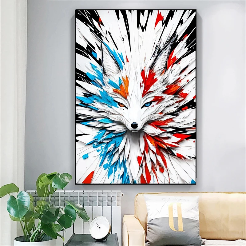 Abstract Splash Art Posters White Cat Lion Honey Eagle Canvas Printing Prints Modern Wall Art Picture for Bedoom Home Decor