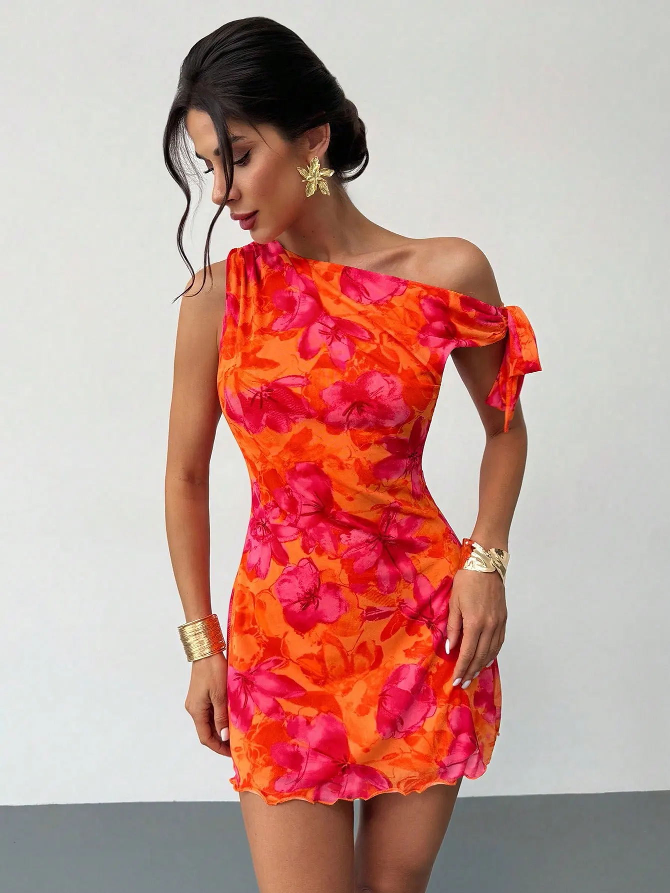 Women'S Spring Summer Floral Print Vacation Casual Off-Shoulder Slouchy Strappy Sleeveless Short Skirt Dress view 5