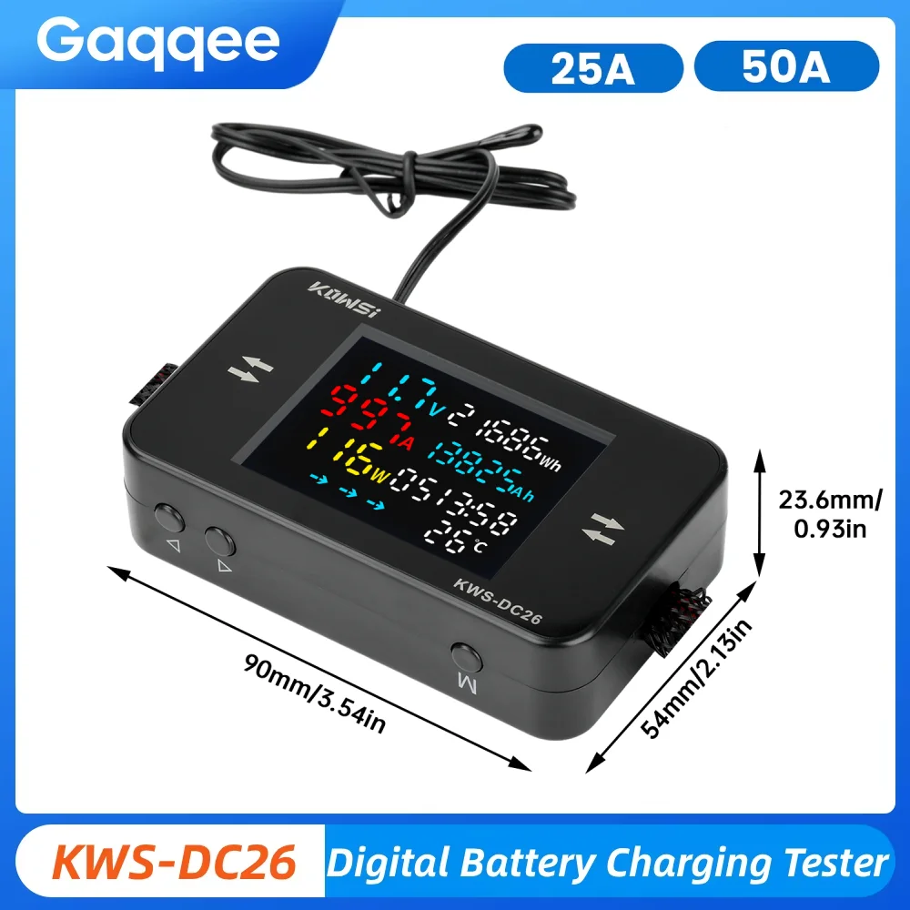 

KWS-DC26 Digital Voltmeter Battery Charging Voltage Tester Electric Vehicles Volt/Current/ Power Meter DC 8-80V 20A/25A/35A/50A
