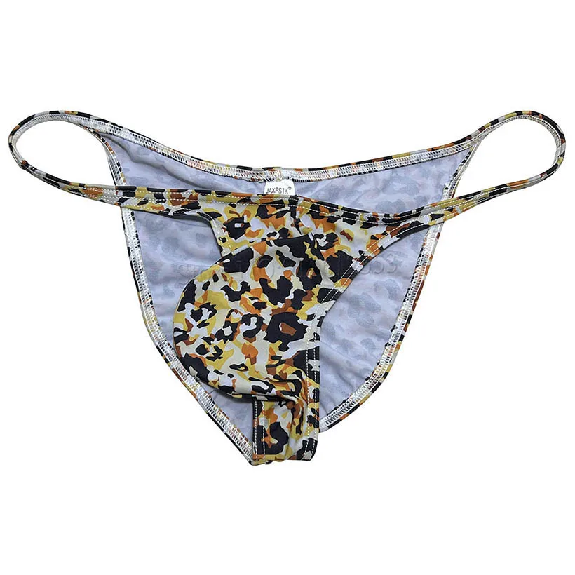 Men Leopard Cheeky Briefs Underpants Underwear Cheeky Bikini Panties Pouch Narrow Waist Posing Shorts