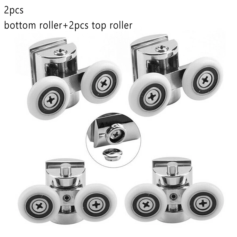 

【Hot】4pcs 23mm Shower Door Rollers Zinc Alloy Double-Wheel Sliding Shower Door Roller Bearing Wheel Runners Replacement