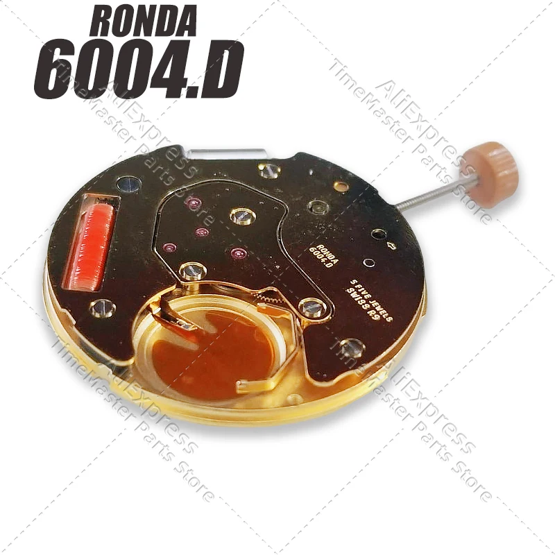 론다 6004.D 쿼츠 무브먼트 26mm 날짜 표시 소형 초침 2개 무브먼트 시계 수리 및 교체용 373 배터리