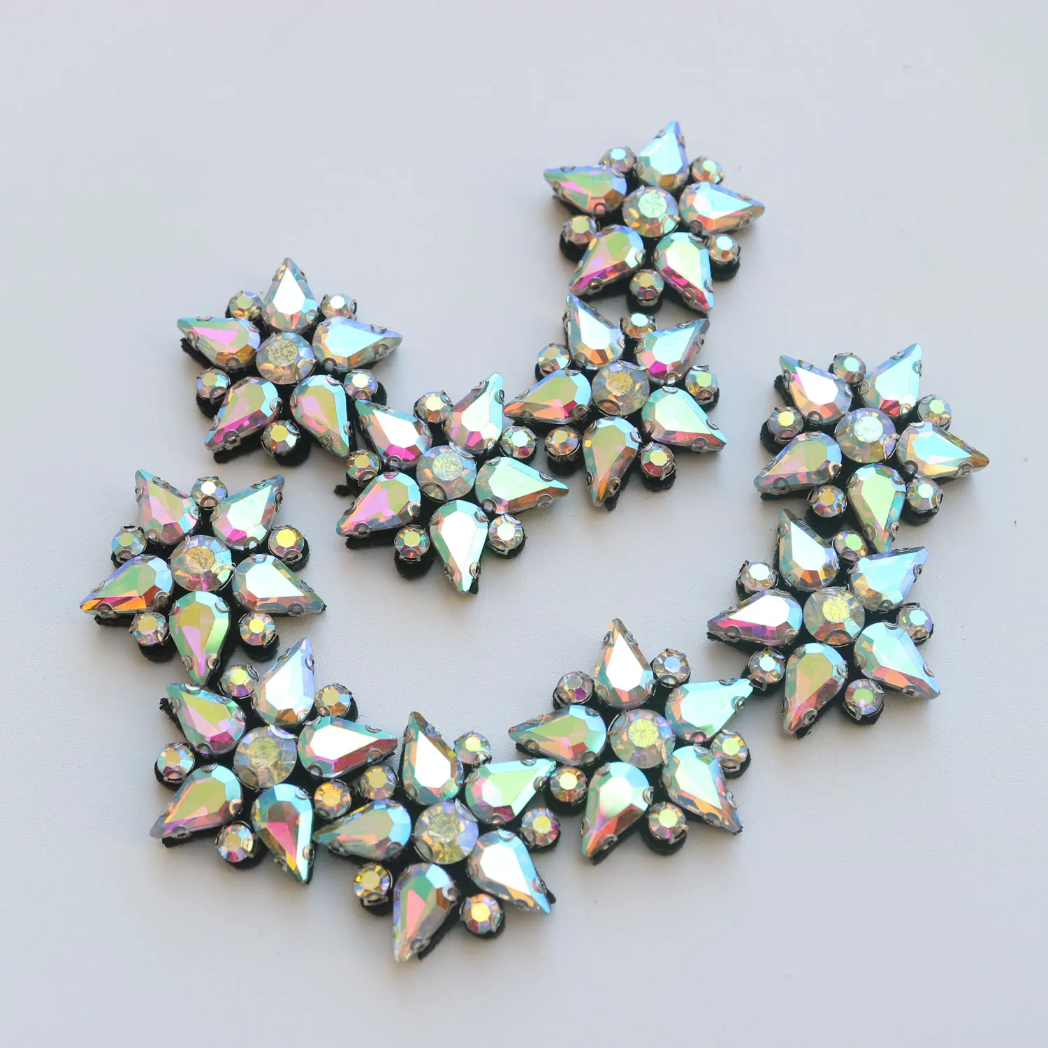 10pc/lot Glass rhinestone Star beaded patches for clothing DIY rhinestone sequins Sew on patch embroidery appliques parche ropa