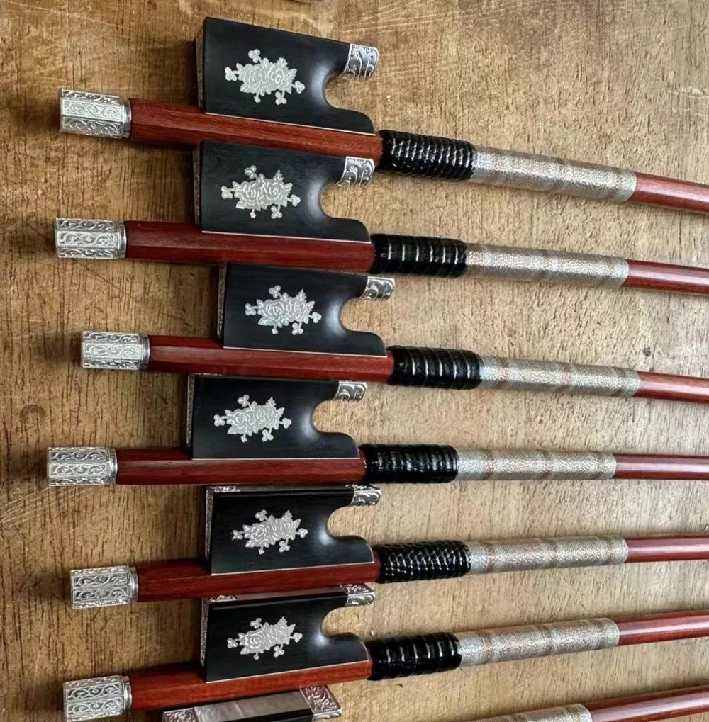 

44 High Grade Ebony Frog Silvery Accessory Solid Brazil Wood Hand Made Violin Bow