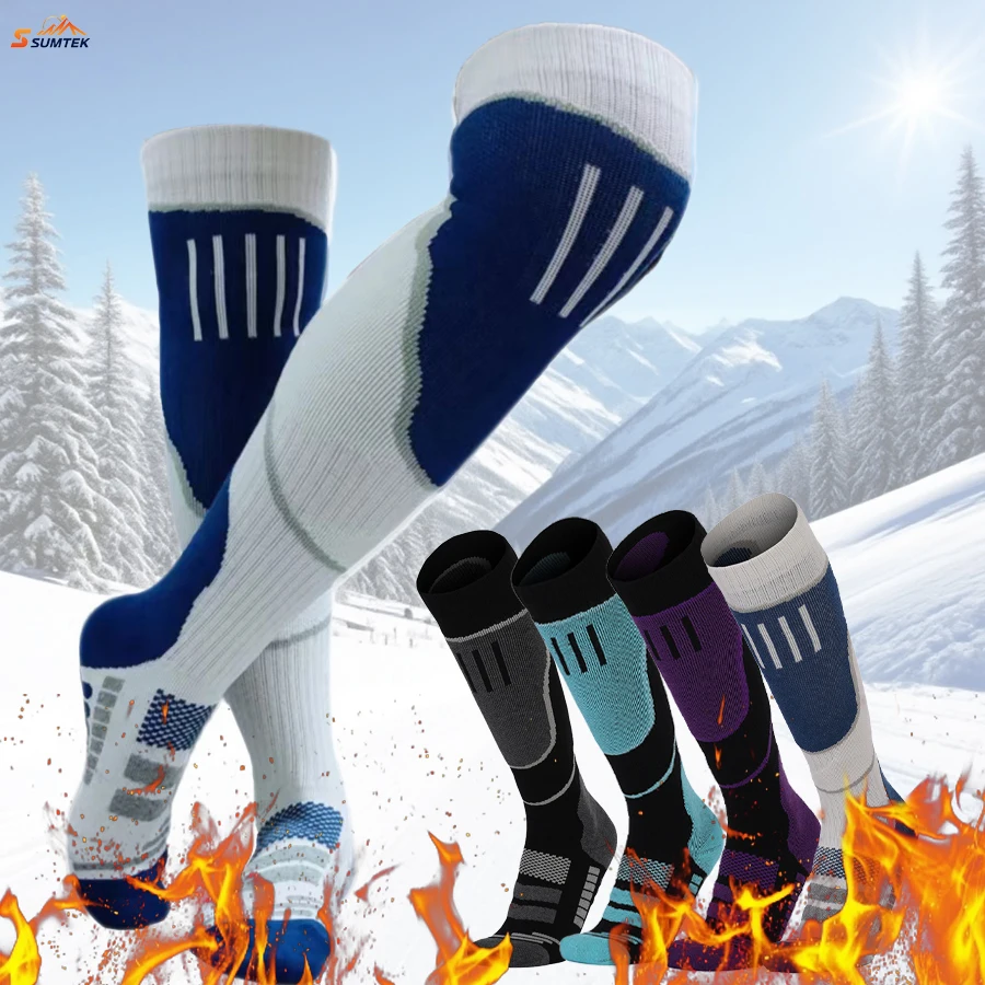 

Ski Socks Thick Cotton for Snowboarding,Snow,Winter,Thermal Knee-high Warm Socks Moisture Absorption High Elastic Warm Socks