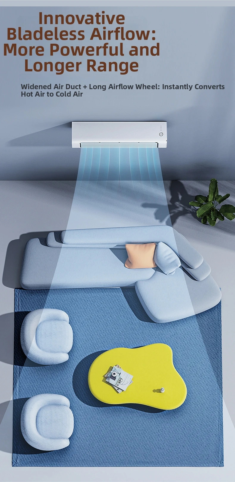 Wireless Bladeless Tower Fan For Office Portable Usb Desktop Cooling_voghion.com