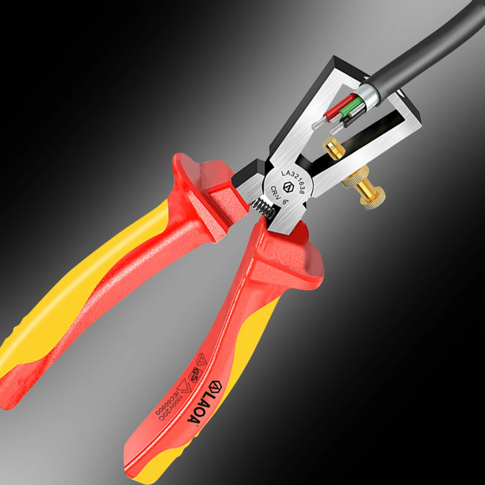 LAOA VDE Wire Stripper 6 Inch Flat Nose Pliers 1000V Insulated High Temperature High Pressure Resistance