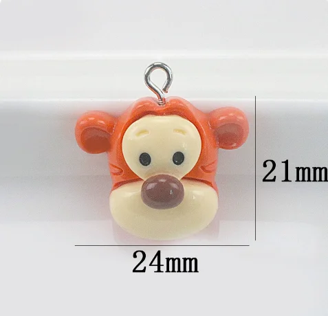 10pcs Resin Anime Bear and Donkey Necklace Charms for Handbags Key Chain Accessories DIY Jewelry Making Gifts