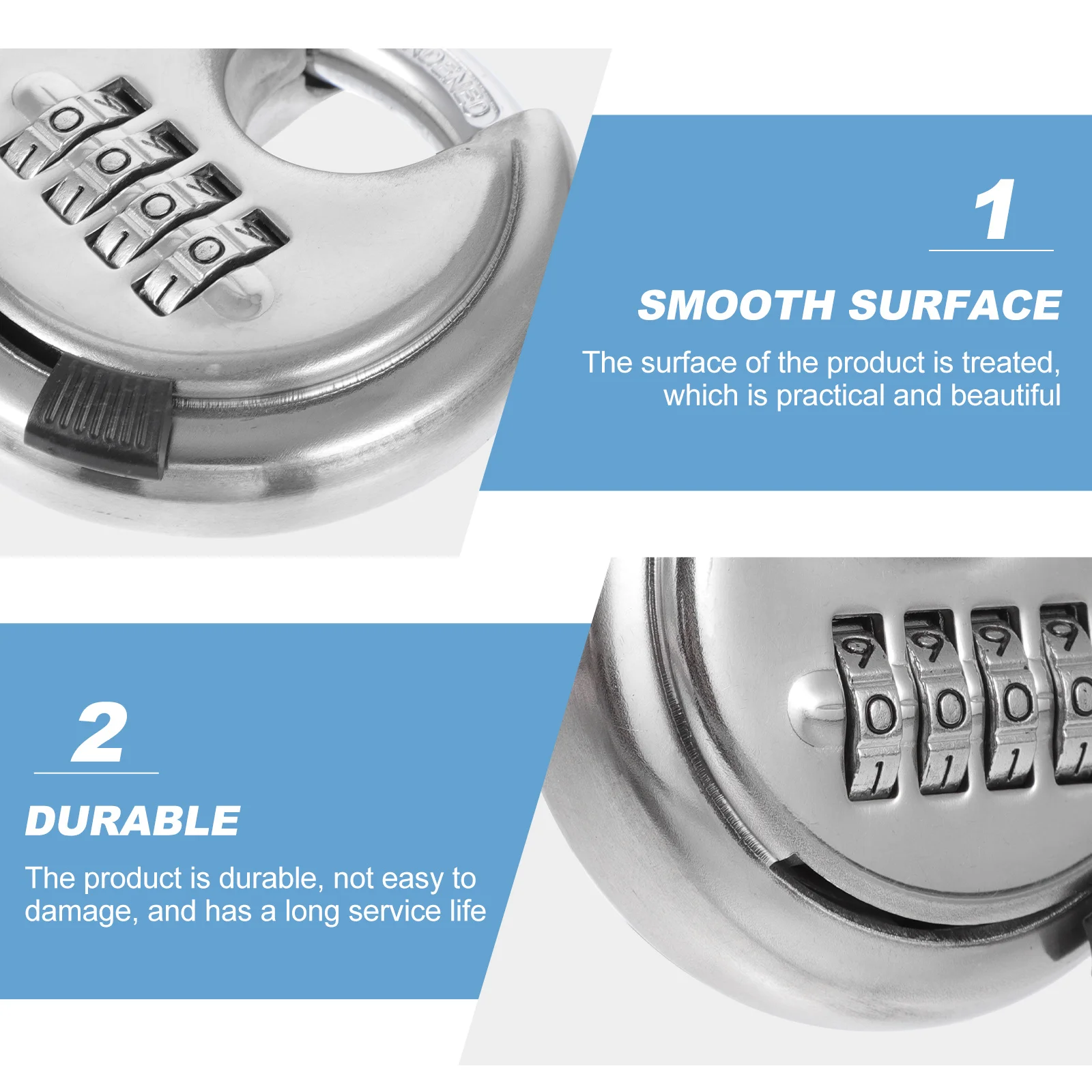 

2Pcs Four Digit Password Locks Stainless Steel Safe Combination Locks for Home Garage Doors Sturdy Anti-Theft Security Silver