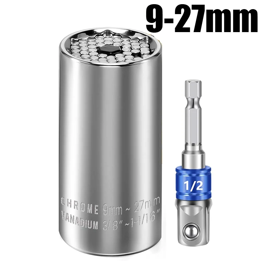 Universal Socket Tool, Super Socket Metric 9-27mm Multi-Function Ratchet Wrench, Standard 3/8'' - 1-1/16'' Socket Set