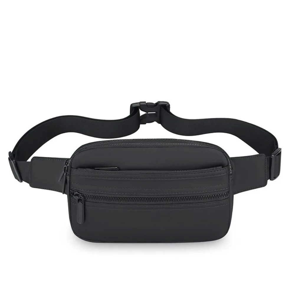 

PU Men's Waist Bag Adjustable Single Shoulder Crossbdoy Chest Bag Multifunctional Multilayer Running Pouch Belt