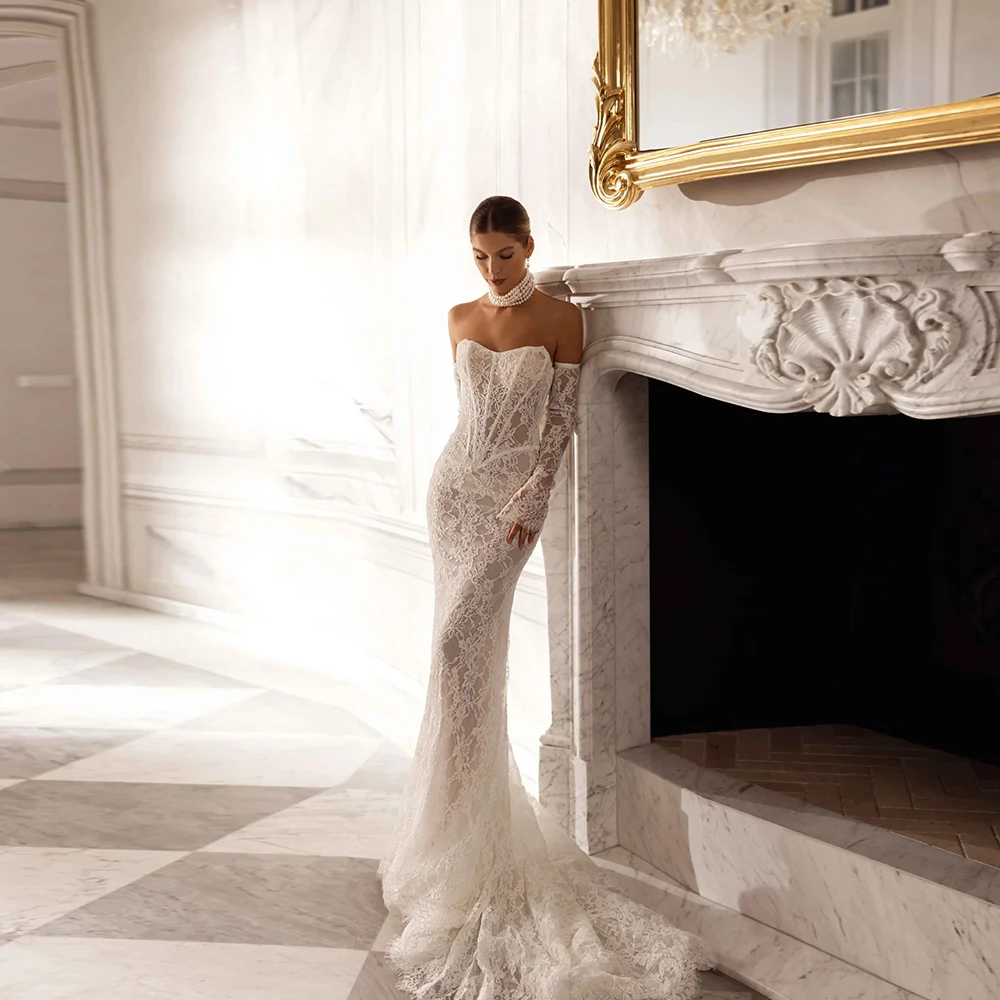 Sexy Mermaid Lace Full Sleeves Handmade Beaded Sheath Mermaid Wedding  Dresses Custom Made 2026 Vestido De Noival - AliExpress 320