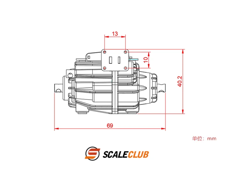 Metall-Verteilergetriebe mit abschließbarem Zentraldifferenzial und Antriebsabschaltung, V/H-Antriebsumschalter für 1/10 1/14 Crawler/Off-Road/Truck Scaleclub – Detail 2