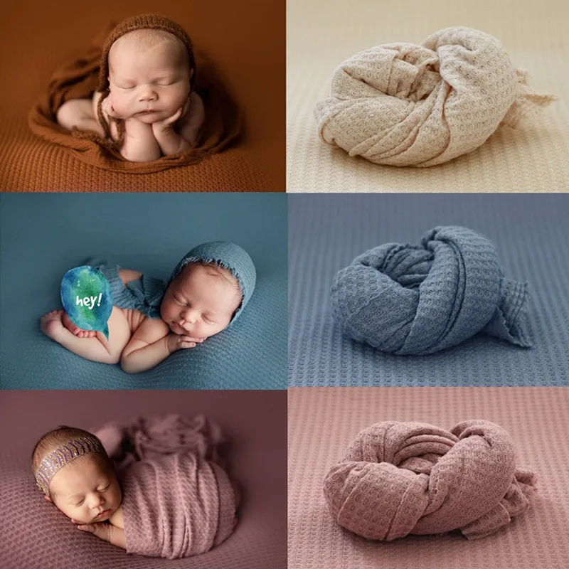 

Baby Knitted Swaddling Newborn Photography Props Backdrop Blanket Photo Shoot Studio Fotografia Background Accessories