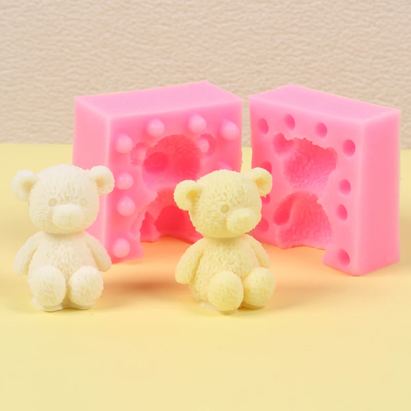 Moule ours 3D en Silicone, bougie animale, savon fait à la main, ornement d'aromathérapie, cire, argile, cadeau, moule en résine, décoration de gâteau Fondant
